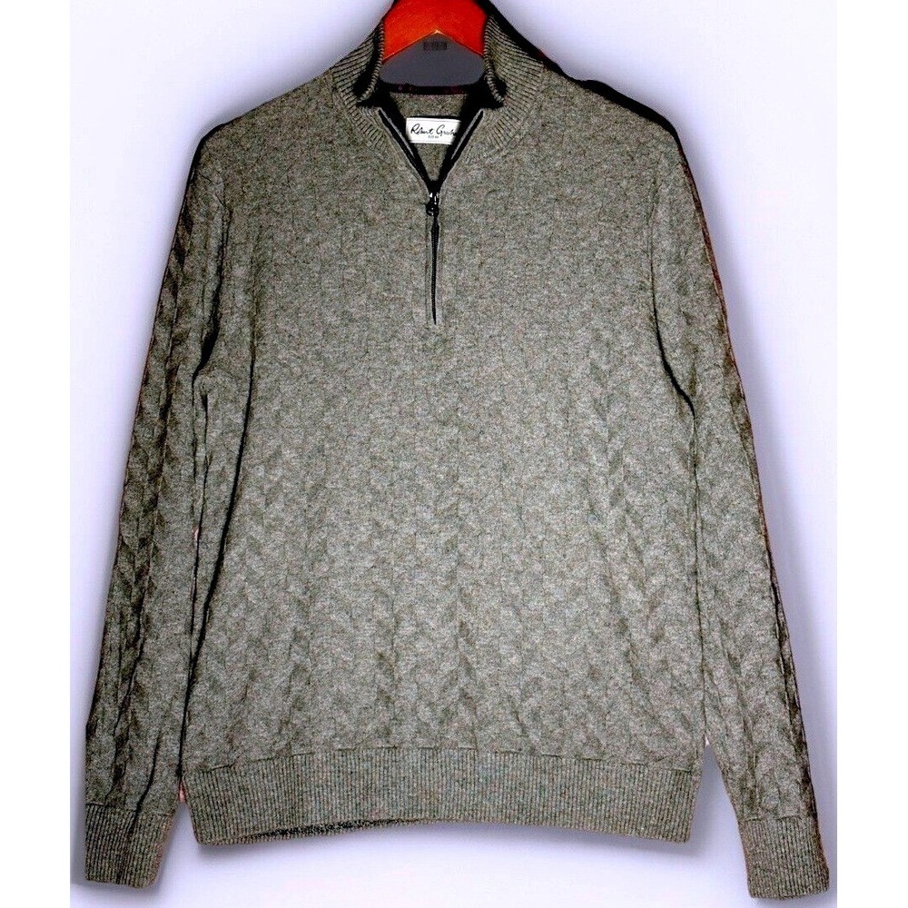 Robert Graham Mens Diamond Cable Knit Quarter Zip Sweater Size M Classic Fit